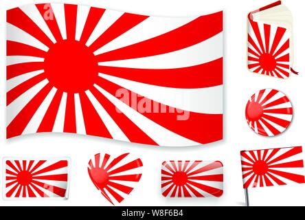 Japan maritime Flagge. Vector Abbildung 3 Schichten. Schatten, Flagge, Licht und Schatten. Sammlung der Welt Fahnen. Präzise Farben. Einfache Änderungen. Stock Vektor