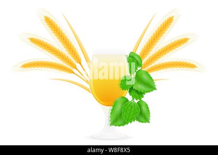 Hopfen und Weizen für die Herstellung von Bier Vector Illustration auf weißem Hintergrund Stock Vektor