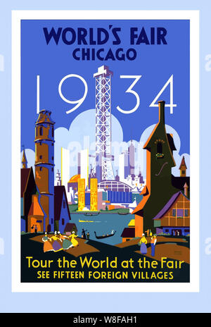 Welten Messe in Chicago Vintage Poster 1934 Stockfoto