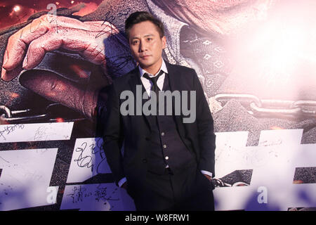 Chinesische Schauspieler Liu Ye stellt während der Premiere für seinen neuen Film von kaputtsparen redet Herr Wu" in Peking, China, 21. September 2015. Stockfoto