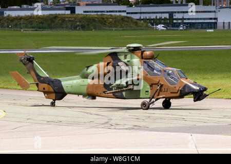 LE BOURGET PARIS - 21.Juni 2019: Französische Armee Airbus Eurocopter EC-665 Kampfhubschrauber Tiger auf der Paris Air Show. Stockfoto