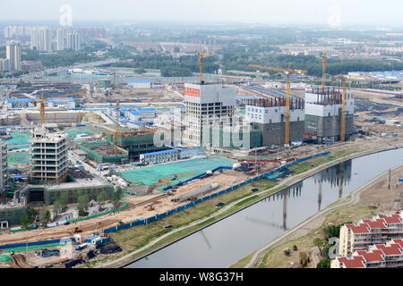 ---- Neue Immobilien Projekt "Das neue Peking Center' im Bau im Bezirk Tongzhou in Peking, China, 12. Mai 2015 ist. Peking plan Stockfoto