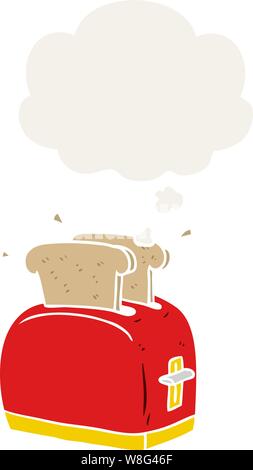 Cartoon Toaster mit dachte Blase im Retro Stil Stock Vektor