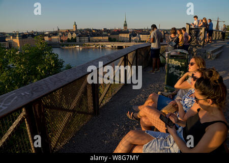 Blick auf Stockholm aus der Nachbarschaft Bezirk ‎fashionable Södermalm, Stockholm, Schweden Stockfoto