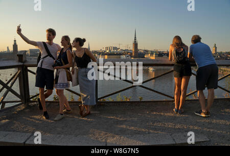 Blick auf Stockholm aus der Nachbarschaft Bezirk ‎fashionable Södermalm, Stockholm, Schweden Stockfoto