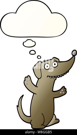 Cartoon Hund mit dachte Blase in glatten Farbverlauf Stock Vektor