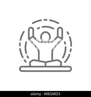 Vektor, Meditation, Yoga, Lotus position Symbol Leitung. Stock Vektor