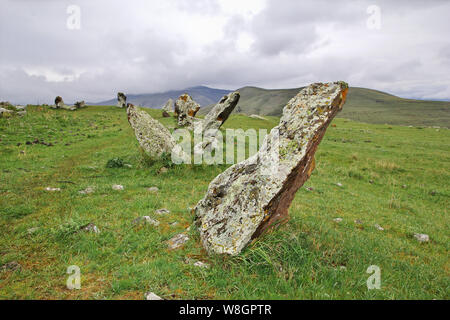 Zorats Karer, Karahunj - antike Ruinen in Armenien Stockfoto