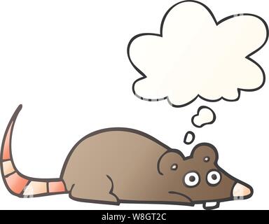 Cartoon Maus mit dachte Blase in glatten Farbverlauf Stock Vektor