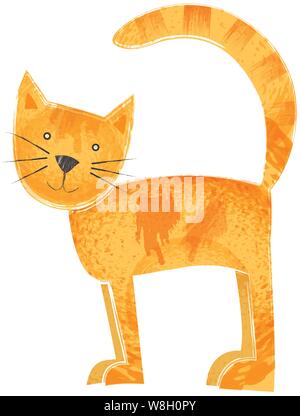 Süße Katze. Einfache orange stehend Tier mit Textur. Stock Vektor