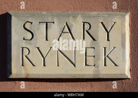 Straßenschild des Alten Marktplatz Stary Rynek von Poznan - Polen. Stockfoto