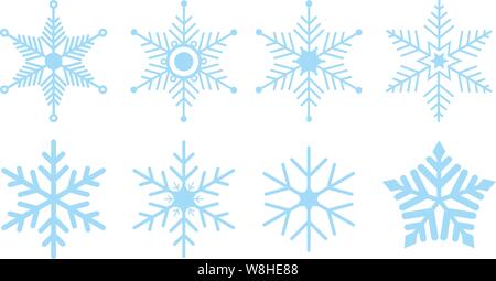 Satz von Schneeflocke Ice Crystal Icons oder Symbole Vector Illustration Stock Vektor