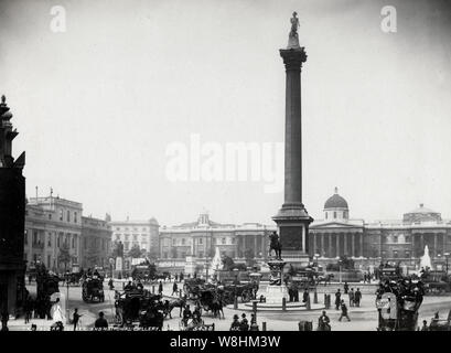 19 Vintage Fotografie - Trafalgar Square, Nelson's Column, National Gallery, London Stockfoto