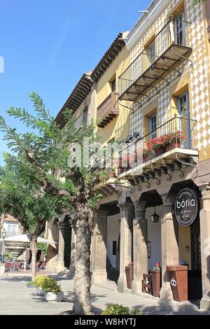 Poble Espayol - das Spanische Dorf in Barcelona. Barcelona Spanien ein Freilichtmuseum mit Gebäuden und alle die Vielfalt Spaniens - in der Mitte von Barcelona. Stockfoto