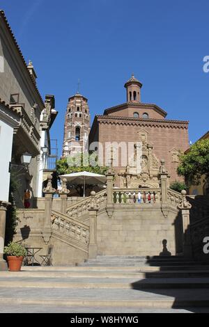 Poble Espayol - das Spanische Dorf in Barcelona. Barcelona Spanien ein Freilichtmuseum mit Gebäuden und alle die Vielfalt Spaniens - in der Mitte von Barcelona. Stockfoto