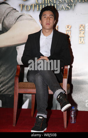 ---- Hong Kong Darsteller Jaycee Chan, Sohn von Kung Fu Star Jackie Chan, besucht eine Pressekonferenz für seinen Film 'Chrysantheme auf die Bestie" in Shanghai. Stockfoto