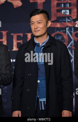 Hong Kong Schauspieler Shawn Yue nimmt an einer Pressekonferenz zu seinem neuen Film 'Helios' in Peking, China, 9. März 2015. Stockfoto