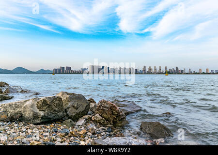 Skyline von qianjiang neue Stadt in Hangzhou City, East China Zhejiang provinz, 19. April 2016. Stockfoto