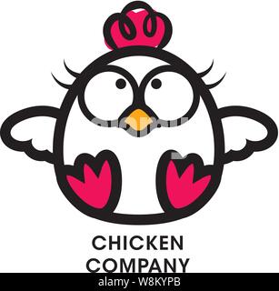 Cute chicken Maskottchen Charakter für Geflügel Firma Vector Logo Stock Vektor