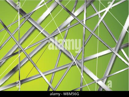 Metallic Silber Streifen auf hellen grünen Hintergrund. Technik abstrakt Vector Graphic Design Stock Vektor