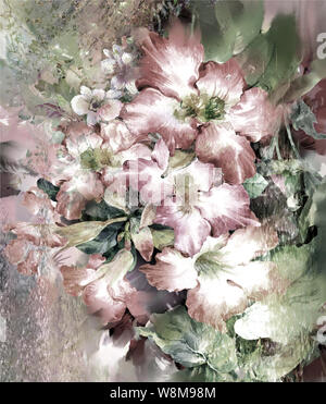 Abstrakte Aquarell Blumen. Bunten Frühling Stockfoto