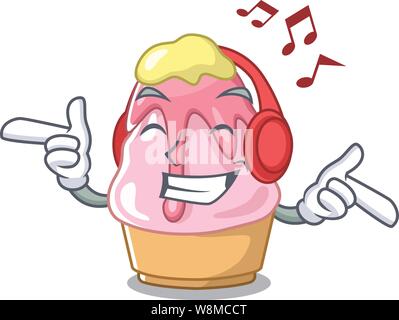 Musik hören mit kakigori in der Karikatur Form Stock Vektor