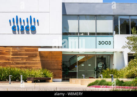 August 7, 2019 Santa Clara/CA/USA - CISCO IoT Cloud Business Unit (ehemals Jasper Technologies, Inc) Büros im Silicon Valley. Stockfoto