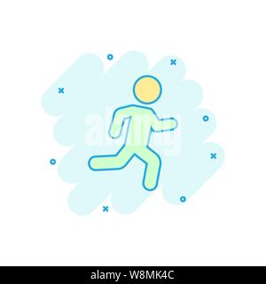 Laufen Menschen Zeichen Symbol im Comic-stil. Run silhouette Vektor Cartoon Illustration auf weißem Hintergrund isoliert. Motion joggen Geschäftskonzept spla Stock Vektor