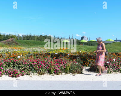 Heilbronn, Deutschland. 08 Aug, 2019. Die Besucher gehen über die Bundesgartenschau im sonnigen Wetter. Credit: Edith/dpa/Alamy leben Nachrichten Stockfoto