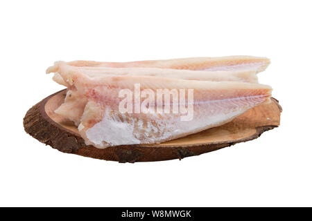 Gefrorene Filets von Pangasius isoliert auf weißem Stockfoto