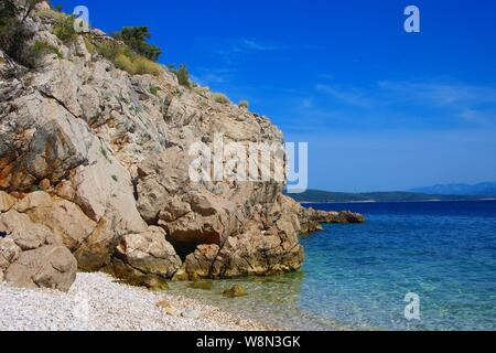 Kroatien* Vrbnik, Strand/Strand Potovošće Stockfoto