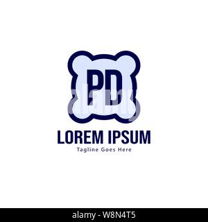 Erste PD logo Vorlage mit modernen Rahmen. Minimalistische PD schreiben logo Vector Illustration Design Stock Vektor