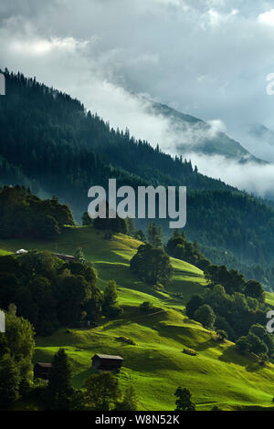 Nebligen bergen in Klosters, Schweiz Stockfoto