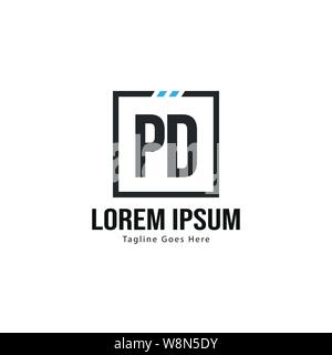 Erste PD logo Vorlage mit modernen Rahmen. Minimalistische PD schreiben logo Vector Illustration Design Stock Vektor