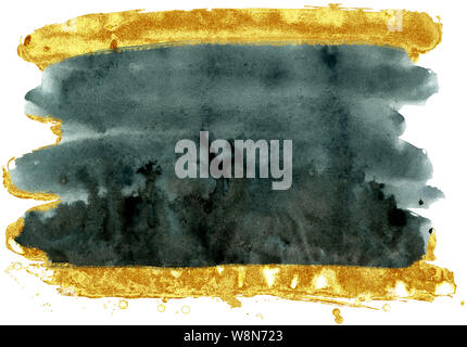 Schwarz und Gold aquarell Kreis auf weißem Hintergrund Stockfoto