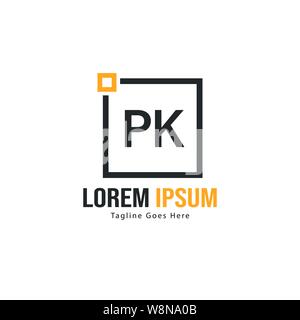 Erste PK logo Vorlage mit modernen Rahmen. Minimalistische PK schreiben logo Vector Illustration Design Stock Vektor