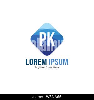 Erste PK logo Vorlage mit modernen Rahmen. Minimalistische PK schreiben logo Vector Illustration Design Stock Vektor