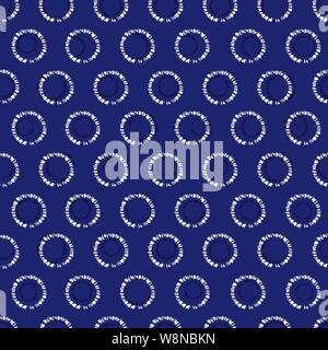 Vektor blau shibori Kreis nahtlose Muster. Geeignet für textile, Geschenkpapier und Tapeten. Stock Vektor