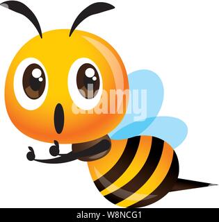 Cartoon süße Biene Daumen hoch, mit aufgeregten Expression vector Charakter Maskottchen Abbildung Stock Vektor