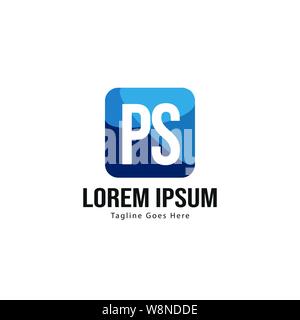 Erste PS logo Vorlage mit modernen Rahmen. Minimalistische PS schreiben logo Vector Illustration Design Stock Vektor