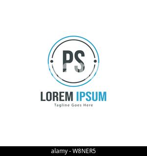 Erste PS logo Vorlage mit modernen Rahmen. Minimalistische PS schreiben logo Vector Illustration Design Stock Vektor