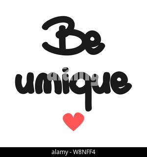 Vektor Konzept Hand gezeichnet Schriftzug einzigartige Angebot mit roten Herzen. Stock Vektor