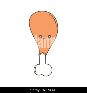 Cute cartoon Hühnerbein Vector Illustration auf weißem Hintergrund Stock Vektor
