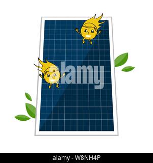 Sollar Teig und zwei süße Sun Beam Zeichen. Solar Energie und Power concept für die Umwelt retten. Alternative erneuerbare Energiequelle Stock Vektor