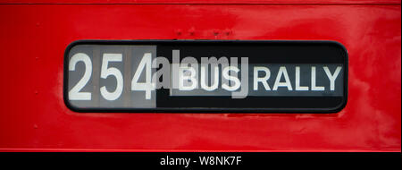 Bus Ziel Blind. Bus Rally phtographed in Alton Bus Rallye & läuft Tag 2019 Stockfoto