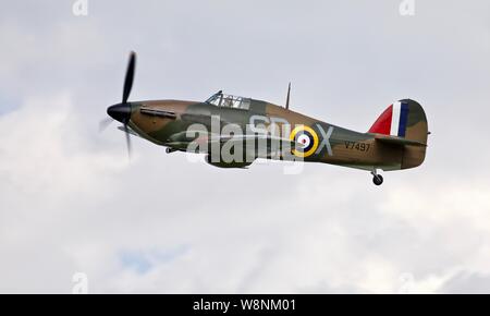 Hawker Hurricane Mk I V 7497 die Schlacht um England veteran Airborne am Shuttleworth militärische Airshow am 7. Juli 2019 Stockfoto