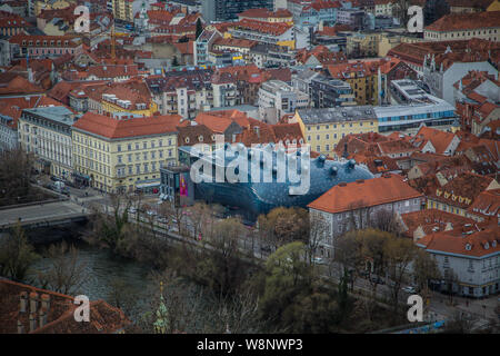 Stadt Graz Blick vom Schlossberg Stockfoto