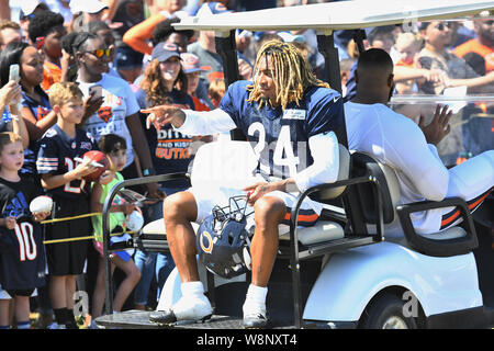 Joliet, Illinois, USA. 10 August, 2019. August 10, 2019: Buster Skrine (24) der Chicago Bears in Aktion während der Chicago Bears Training Camp in Olivet Nazarene University in Joliet, Illinois. Dean Reid/CSM. Credit: Cal Sport Media/Alamy leben Nachrichten Stockfoto