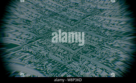 Magnificating eine Leere Platine High-tech-Hintergrund - 3D-Rendering Stockfoto