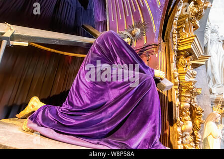 Detail der Senhor dos Passos innerhalb der Kirche der Ehrwürdigen dritter Ordnung von Nossa Senhora do Carmo (Igreja do Carmo, Stockfoto